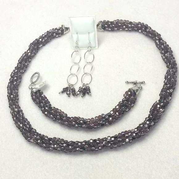 FINAL SALE PRICE Dusty Rose & Purple OOAK Designer Jewelry Set - Picture 1 of 6